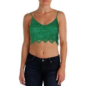 Design Lab medium green crochet crop top